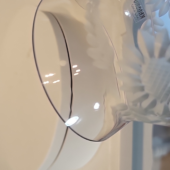 Krosno Poland Etched Flowers And Leaves Crystal Bell - Picture 2 of 10